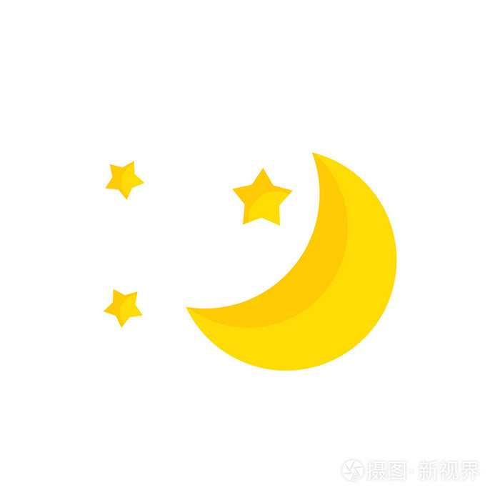月亮和星星彩色网页图标插画-正版商用图片0qmizv-摄图新视界