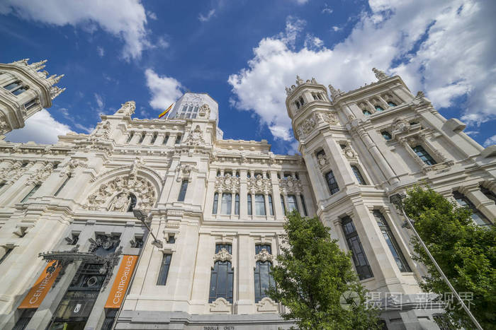 马德里市政厅或前通讯宫 西班牙 cibeles 喷泉