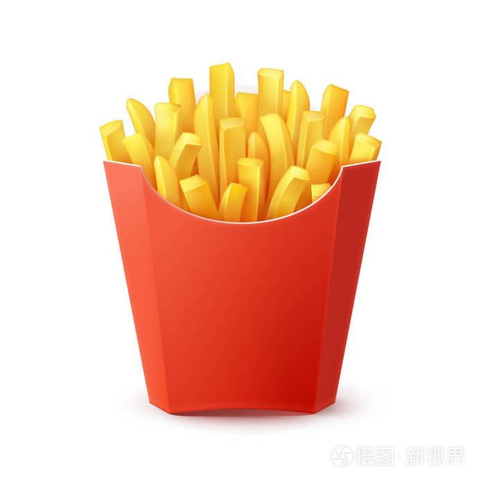 红色包装纸箱矢量土豆薯条