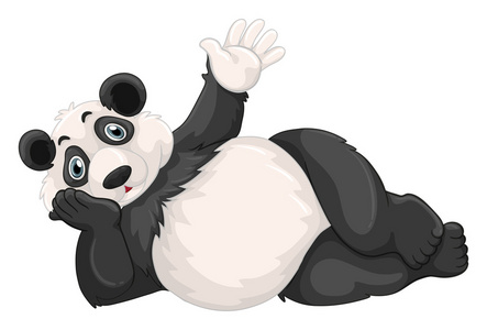 可爱的熊猫挥手