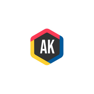 初始字母 Ak 徽标模板设计