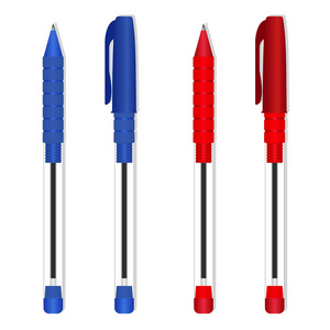 套蓝色和红色的笔