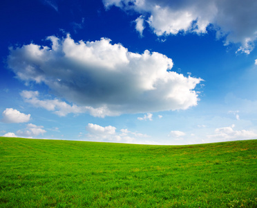 夏天风景与绿草和蓝蓝的天空