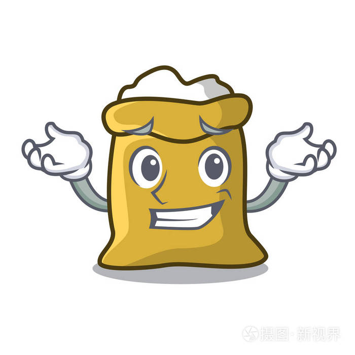 笑嘻嘻的面粉人物卡通风格矢量插画