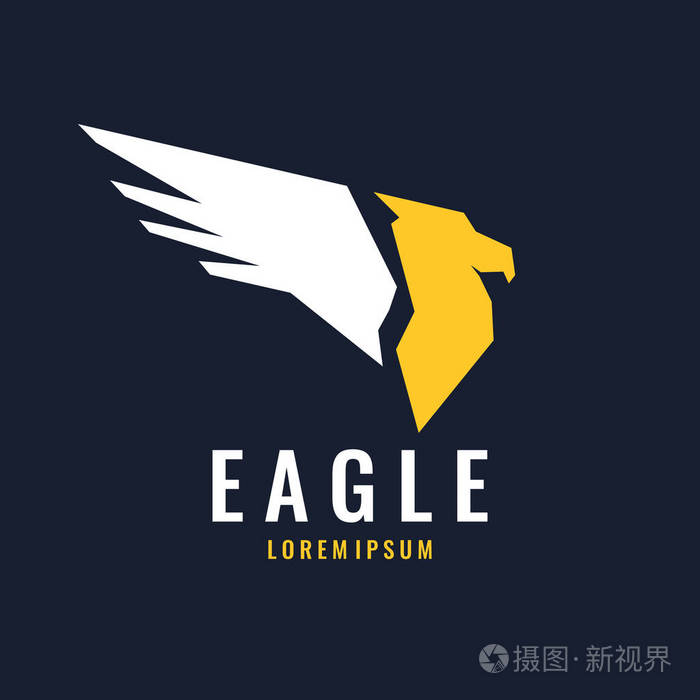 现代标志的雄鹰孤立在扁平化的企业标识