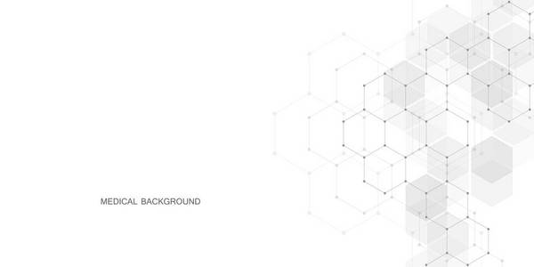 抽象几何背景。医学科学和数字技术六边形设计。分子结构与分子 dna
