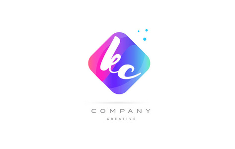 kc k c 粉色蓝色菱形抽象手写公司字母 l