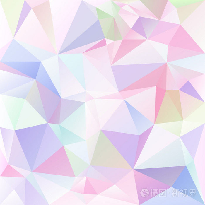 矢量抽象不规则多边形背景,淡彩色彩色的三角形模式