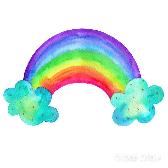 手绘滑稽的彩虹图像.适合儿童书籍, 商店, 印刷, 设计