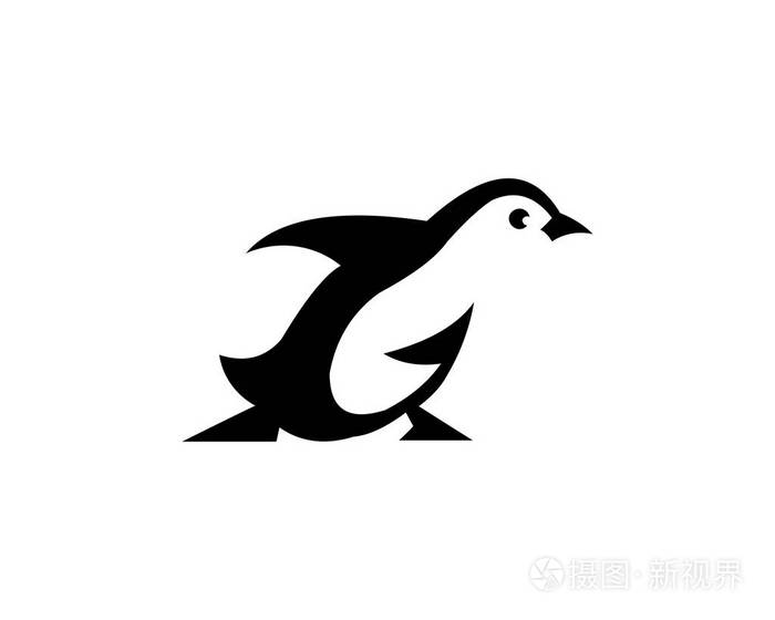 企鹅鸟动物剪影卡通矢量图标