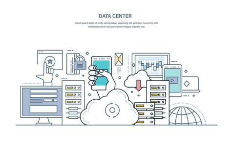 数据中心。云存储安全数据存储web 托管服务器