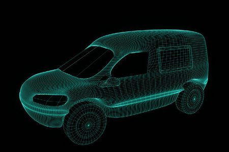 转运体全息图线框。漂亮的 3d 渲染