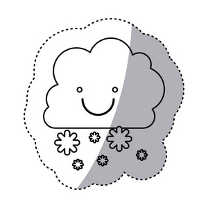 单色轮廓贴面带笑容的积云和雪落照片