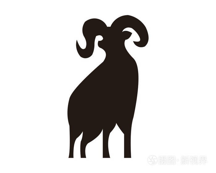 山羊动物农场图标矢量插图设计剪影