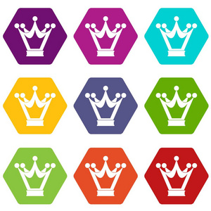 公主皇冠图标设置彩色六面体