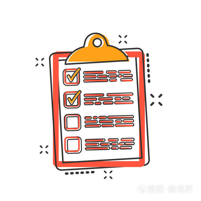 清单 任务列表符号插图象形文字.提醒业务飞溅效果概念