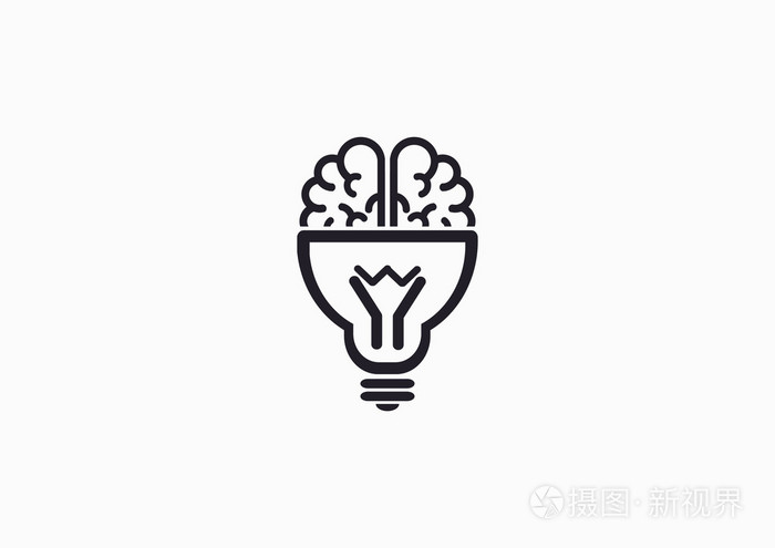 大脑与灯泡图标