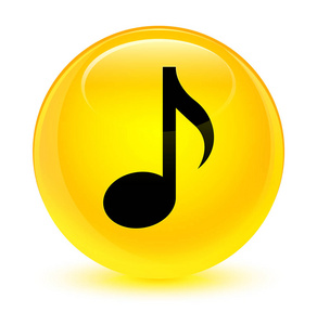 音乐图标玻黄色圆形按钮