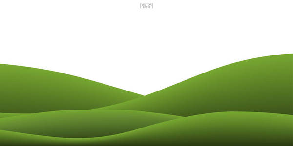 绿草山背景被白色隔开。户外抽象背景为自然模板设计。矢量插图