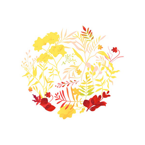 矢量平面抽象秋季植物图案图标