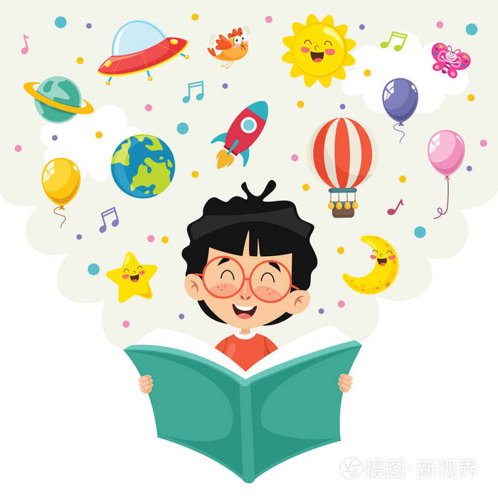 矢量图的孩子看书