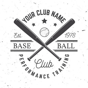 棒球俱乐部徽章。矢量插图。衬衫或徽标印花印花或三通的概念