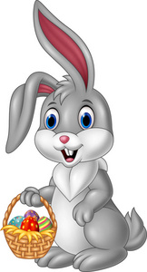 卡通兔举行复活节篮子