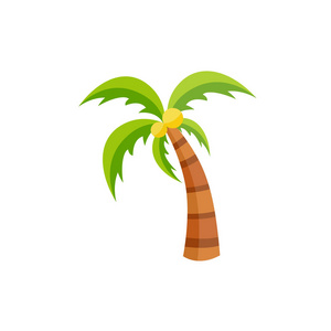 带椰子图标的矢量平棕榈树