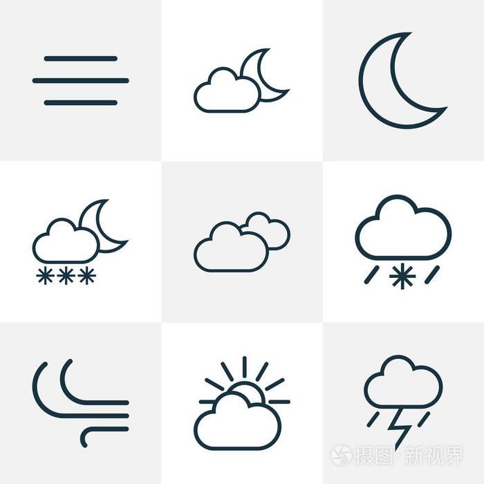 此外包括天气, 雨, 风等符号