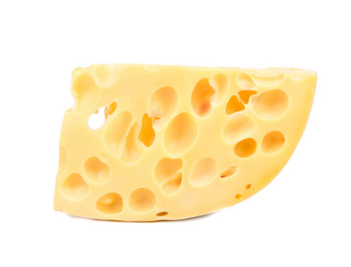 白色背景上有洞的美味奶酪片