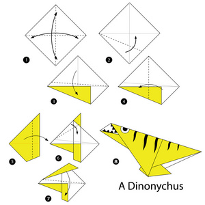 一步一步的说明如何使折纸恐龙