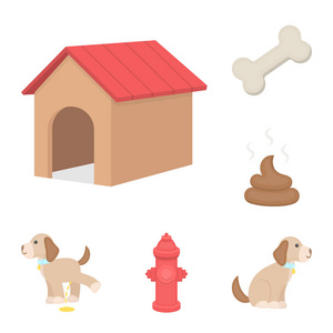 宠物狗卡通图标集收集为设计。照顾小狗矢量符号股票 web 插图
