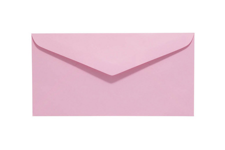 孤立在白色背景上的粉红色信封。剪切路径包括