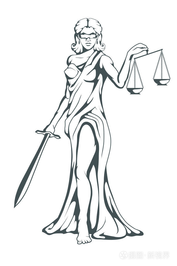 themis-古希腊的正义女神.手工绘制的正义尺度.femida