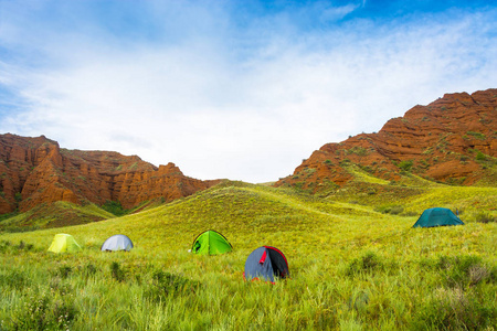 在风积山，吉尔吉斯斯坦营地