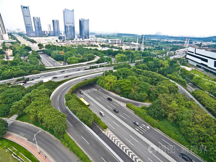 城市高架桥梁道路街景景观航拍鸟瞰景色