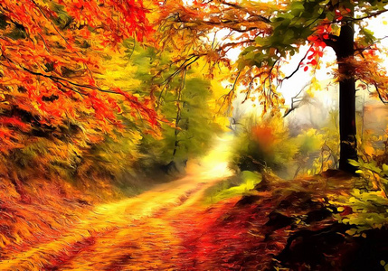 秋天的景色的插图图片