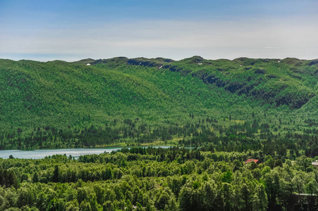 美丽的风景和挪威，绿色的小山和山风光风光