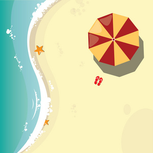 夏日海滩在平面设计 海侧和海滩项目 矢量图