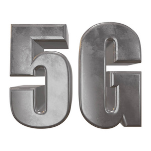 在白色的 3d 金属 5 g 图标。