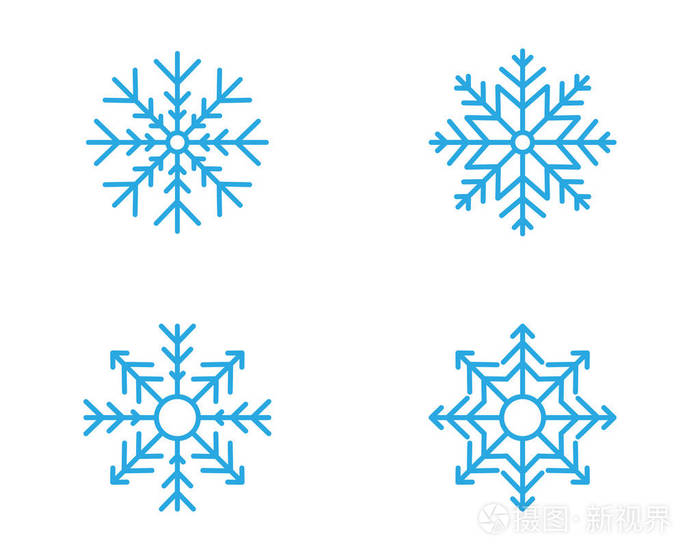 雪花风格设计的标签, 徽章和图标.冬季冰冻符号插图