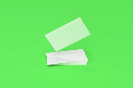 绿色背景白色空白名片模拟图片