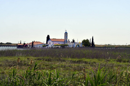 希腊, 波尔图拉各斯, 修道院 Nicolaos 位于 Vistonida 湖的一个小岛上