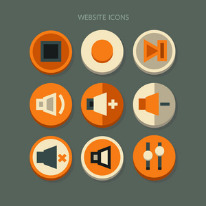 图标的网站社交媒体几何现代设计橙色白色背景上