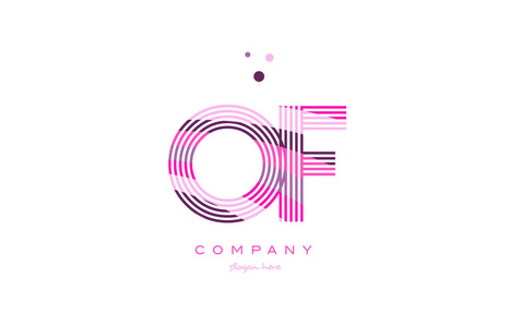 o f 字母字母 logo 粉色紫色线图标模板 vecto
