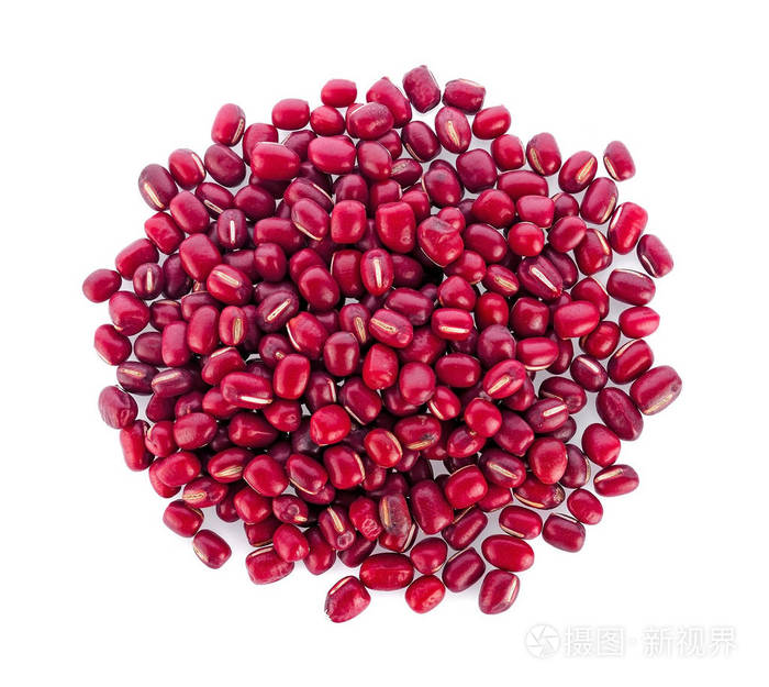 红色豆顶白色背景视图