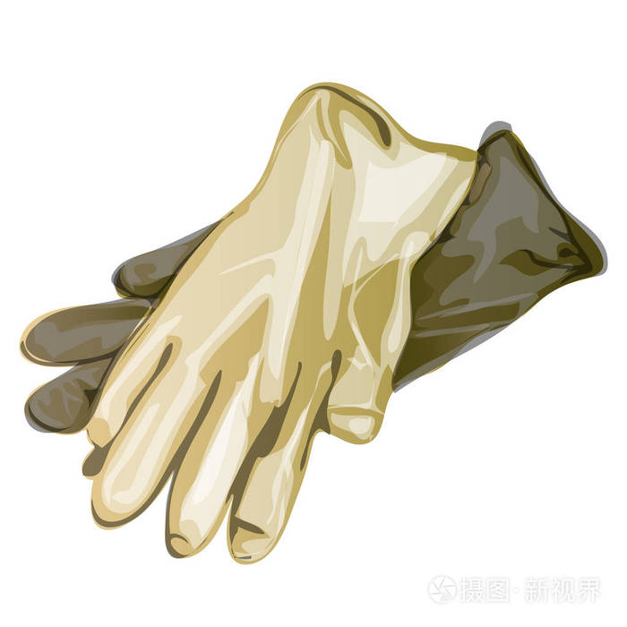乳胶手套被隔离在白色背景上.卡通矢量特写插图
