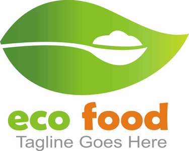 Ecofood 标志模板与叶子形状