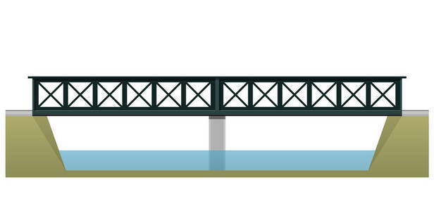 矢量火车双电桥，侧视图，白色背景上孤立