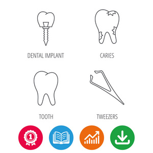 牙科植入物 龋和牙图标